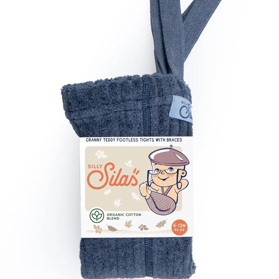  Колготки Granny Teddy с открытыми стопами Steel blue от Silly Silas (Швеция)