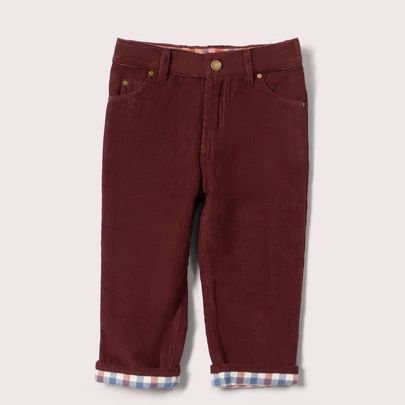 Джинсы Adventure шоколадного вельвета с подкладом в клетку от Little green radicals ( Великобритания)