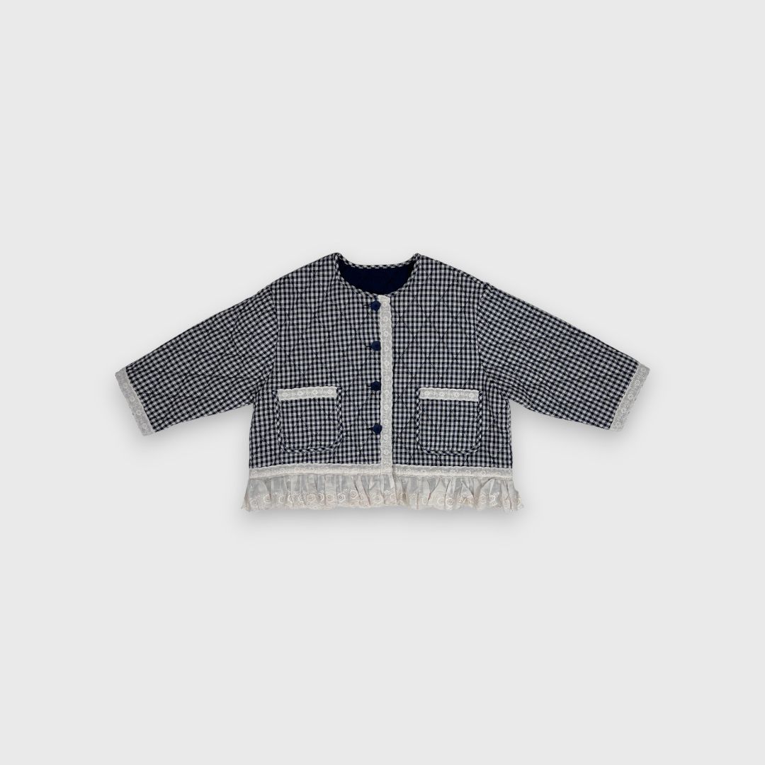 Синяя куртка с кружевом