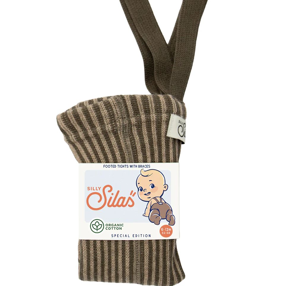 Special addition Колготки  с закрыми стопами Seaweed brown x Peanut Striped от Silly silas (Швеция)