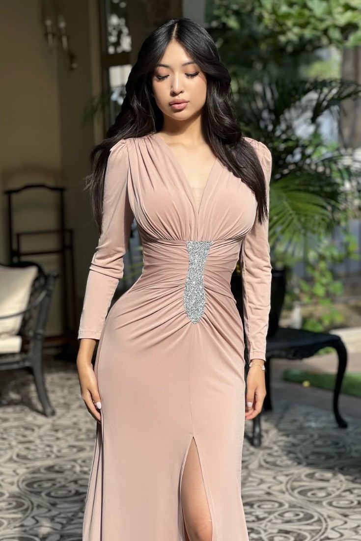  Arabia soft pink evening dress