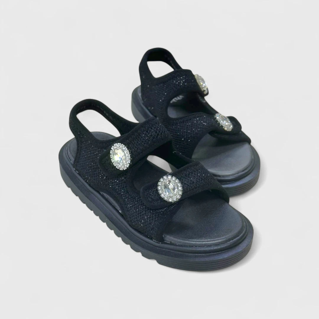 Черные сандалии с блестками