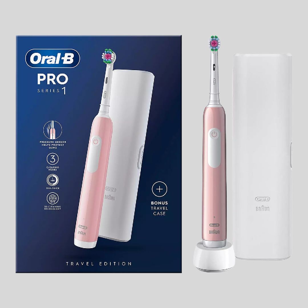 ЭЛЕКТРИЧЕСКАЯ ЩЕТКА ORAL-B PRO SERIES 1 С ЧЕХЛОМ, РОЗОВАЯ