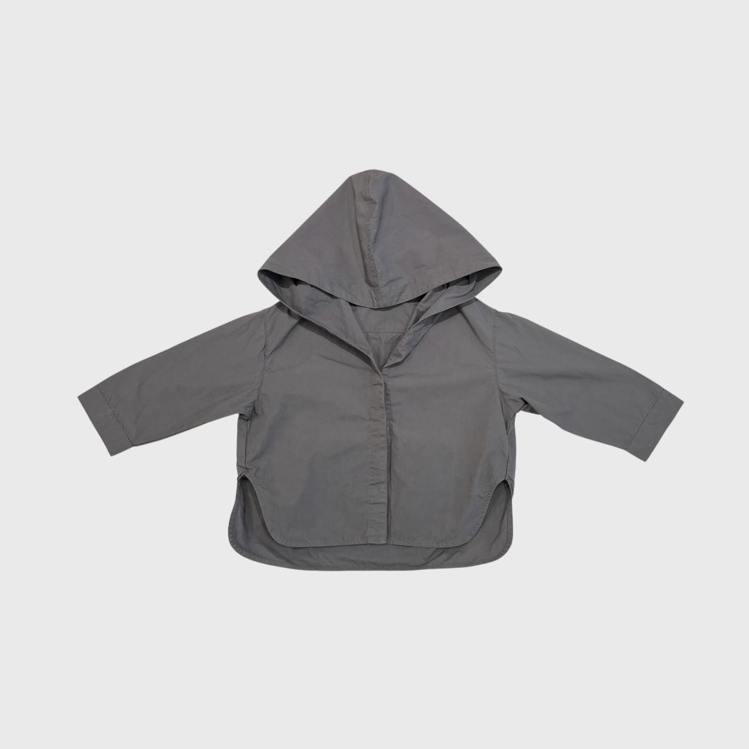 Серая рубашка с капюшоном 100% хлопок