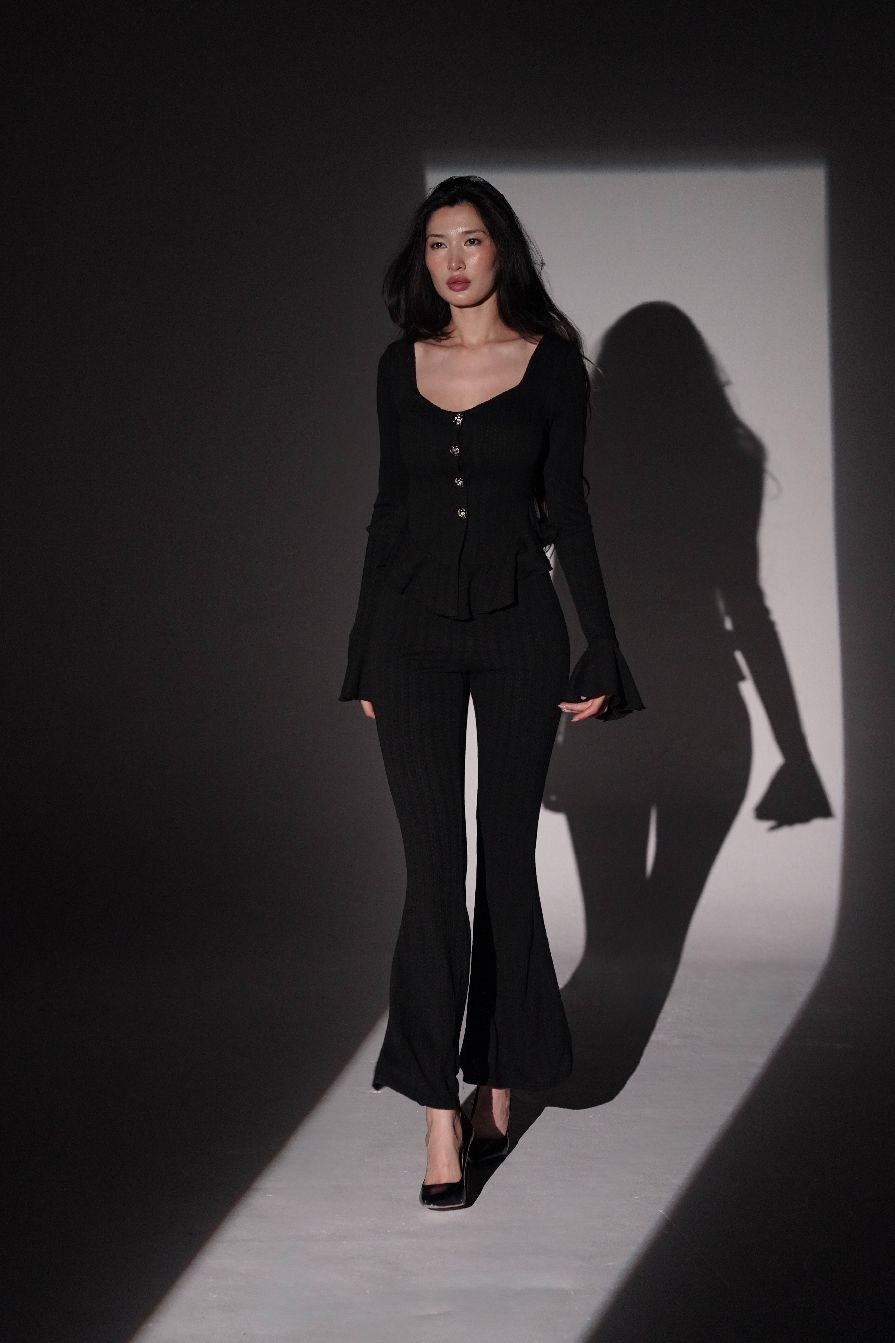 Rosie Two-Piece Set with Trousers in Black