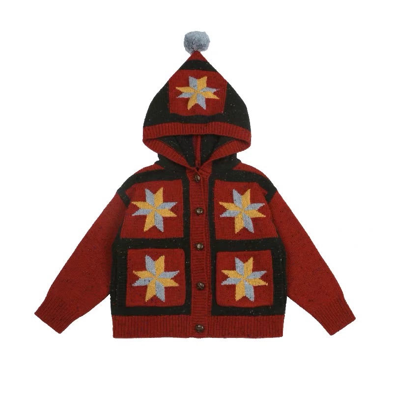 Красный вязаный кардиган с капюшоном Lelejove