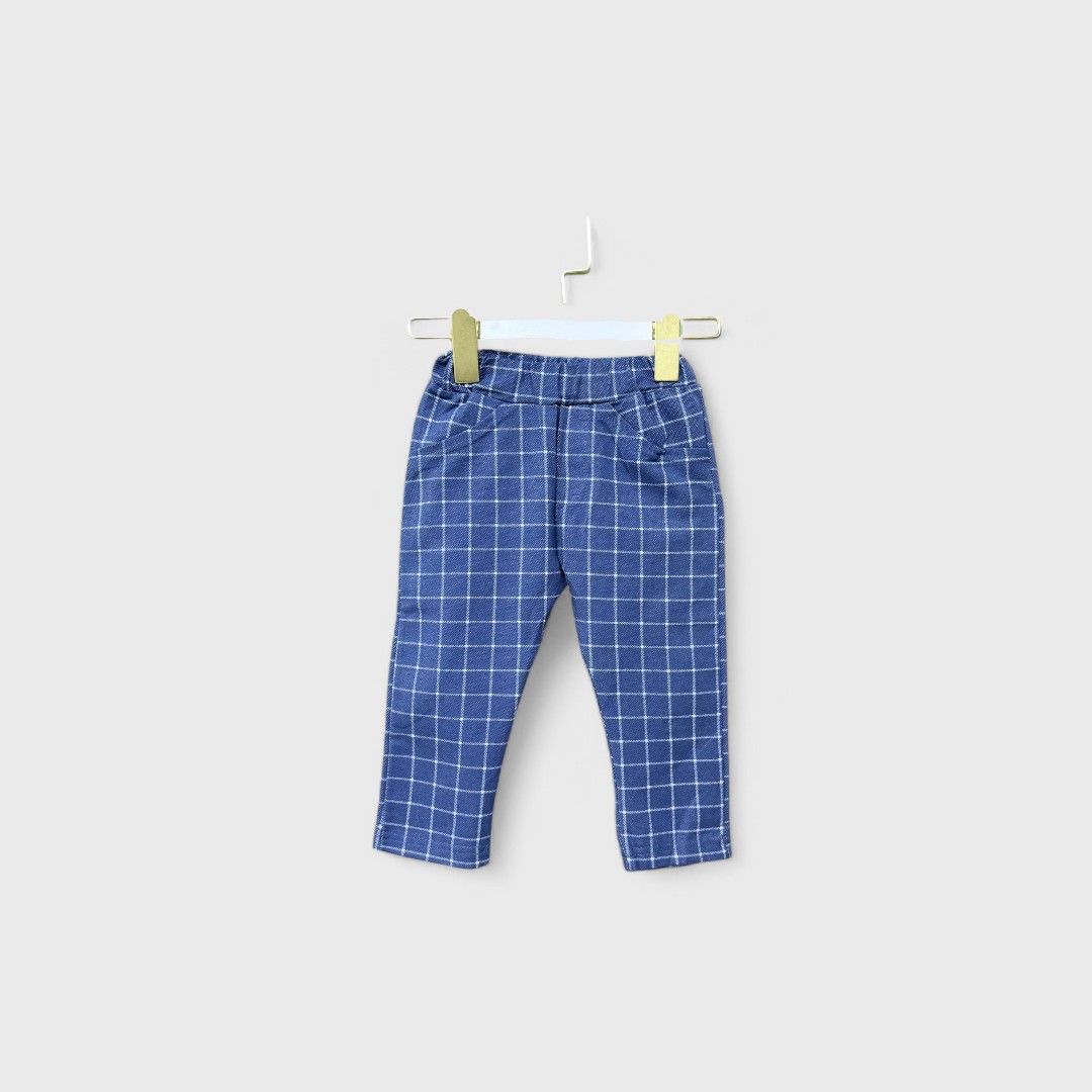 Синие детские брюки в клетку