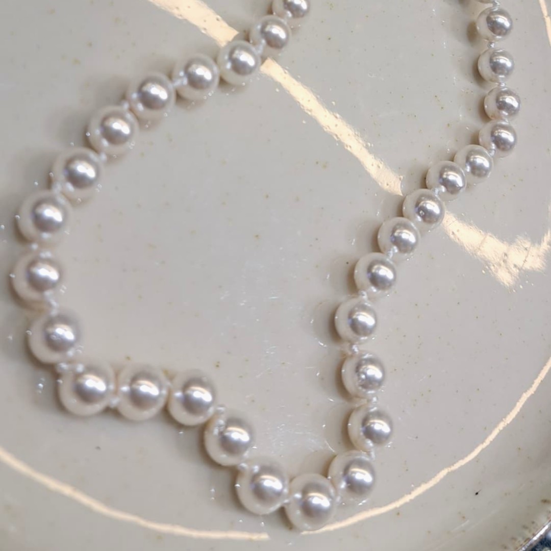 Белый майорка - жемчуг колье