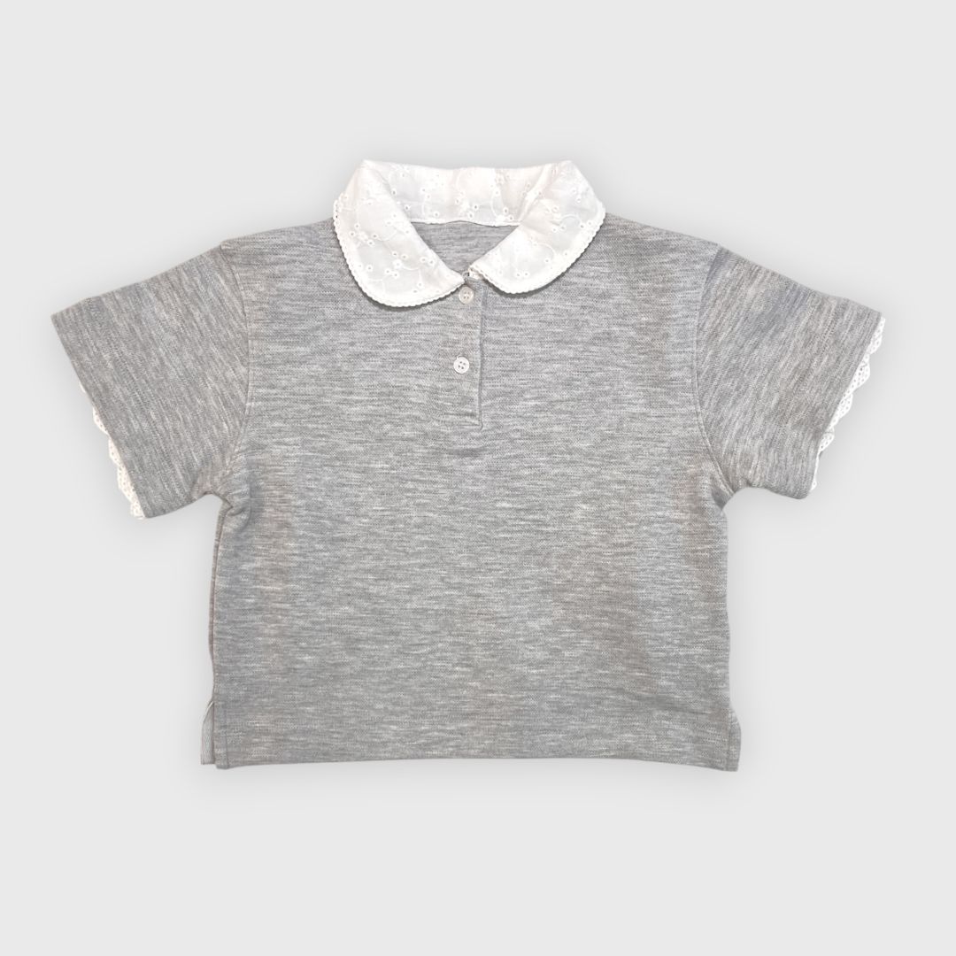 Серый батник с кружевами