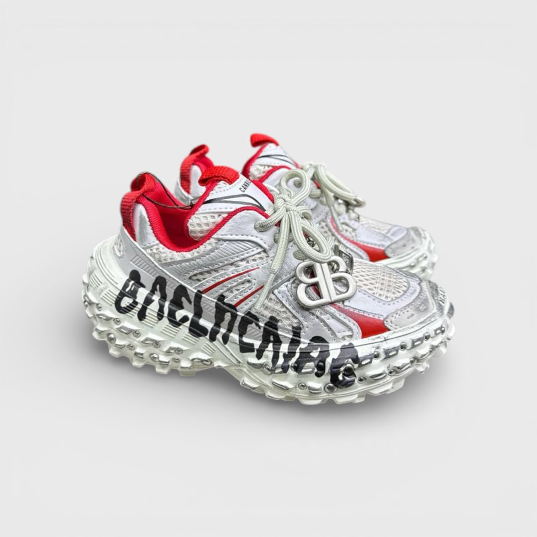 Серебристо-красные кроссовки Balenciaga