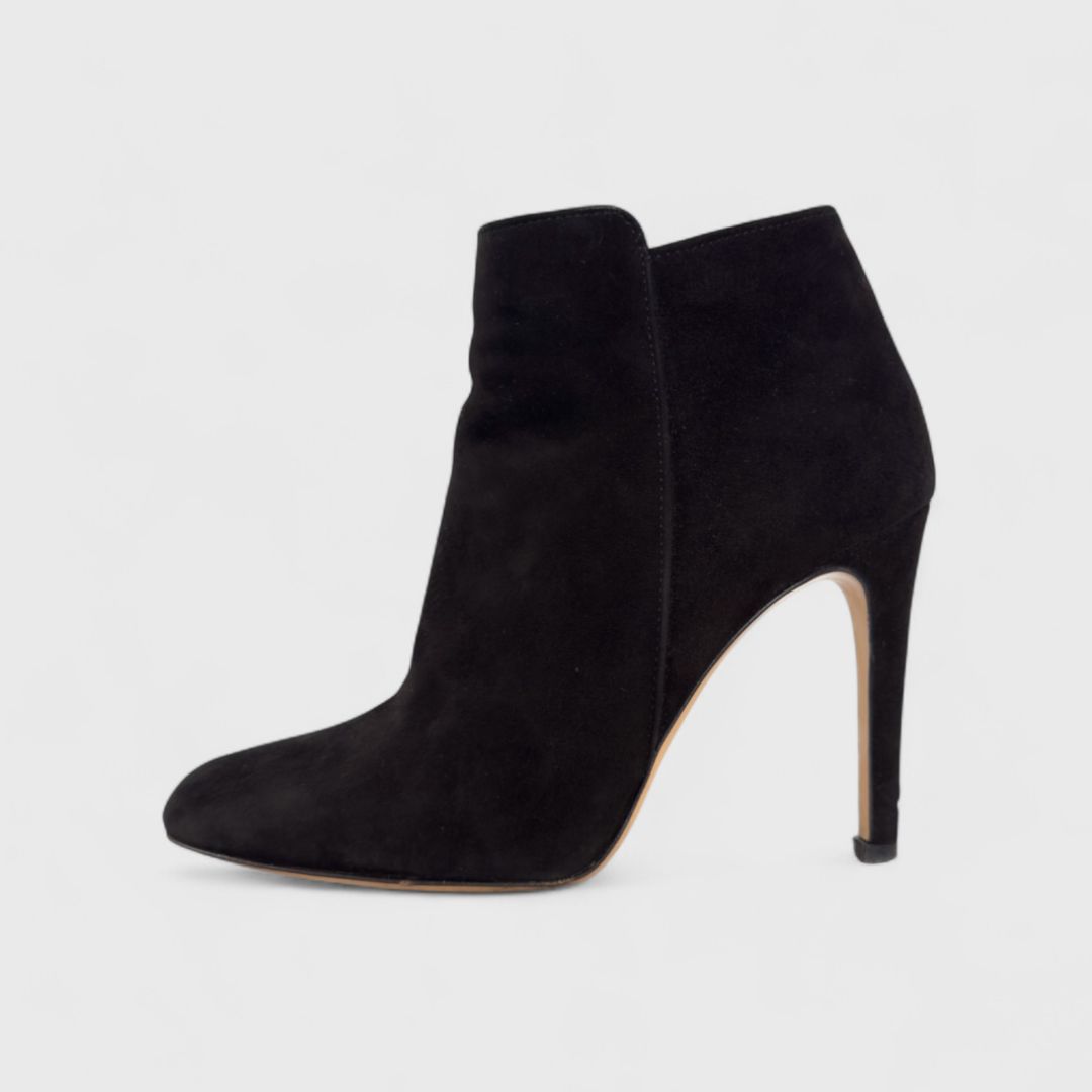 Black Suede High Heel Ankle Boots