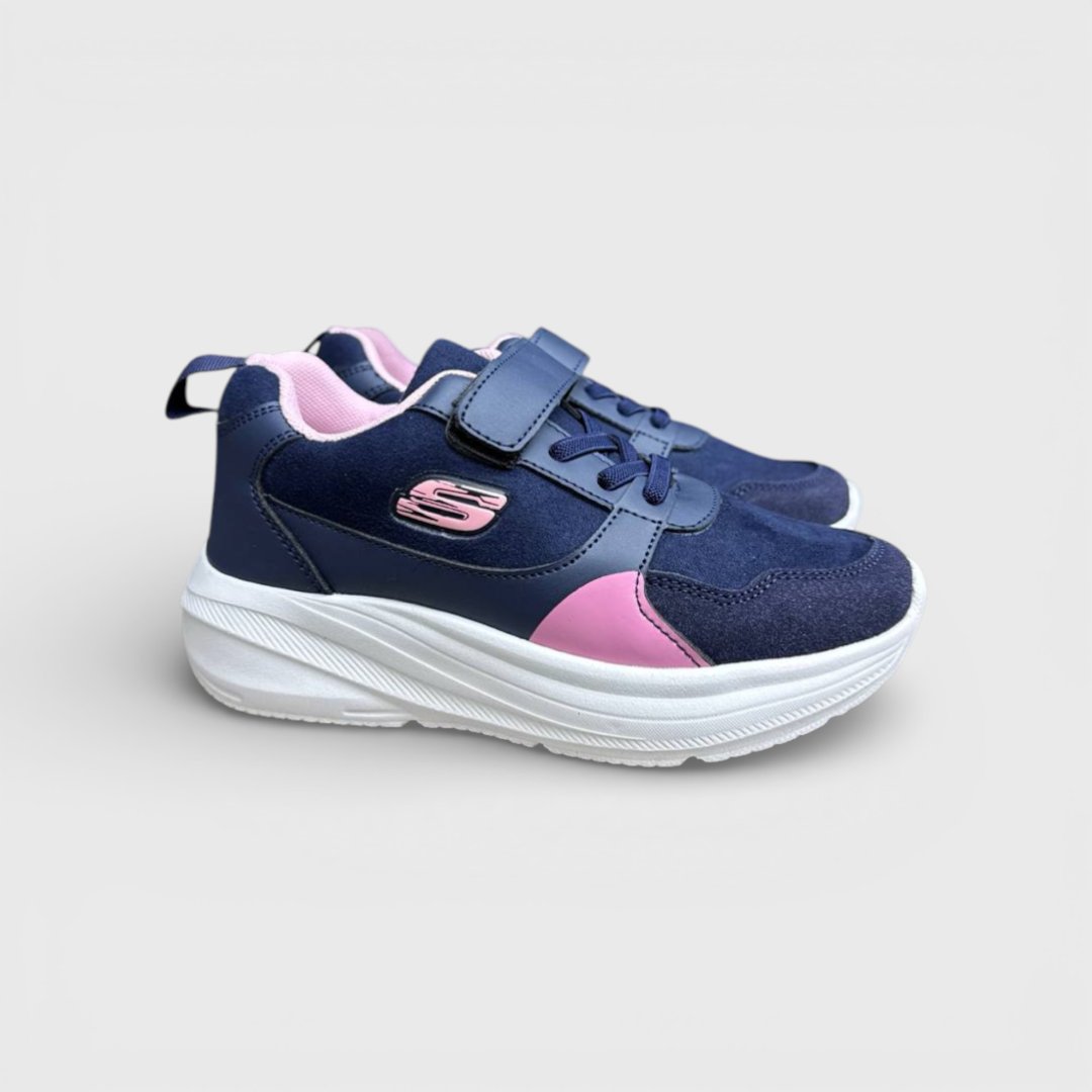 Синие кроссовки Skechers с розовым