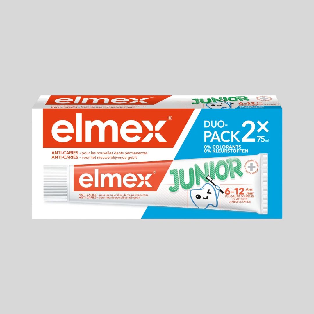 ЗУБНАЯ ПАСТА ELMEX JUNIOR OT 6-12 ЛЕТ ДВОЙНАЯ УПАКОВКА, 2*75 МЛ