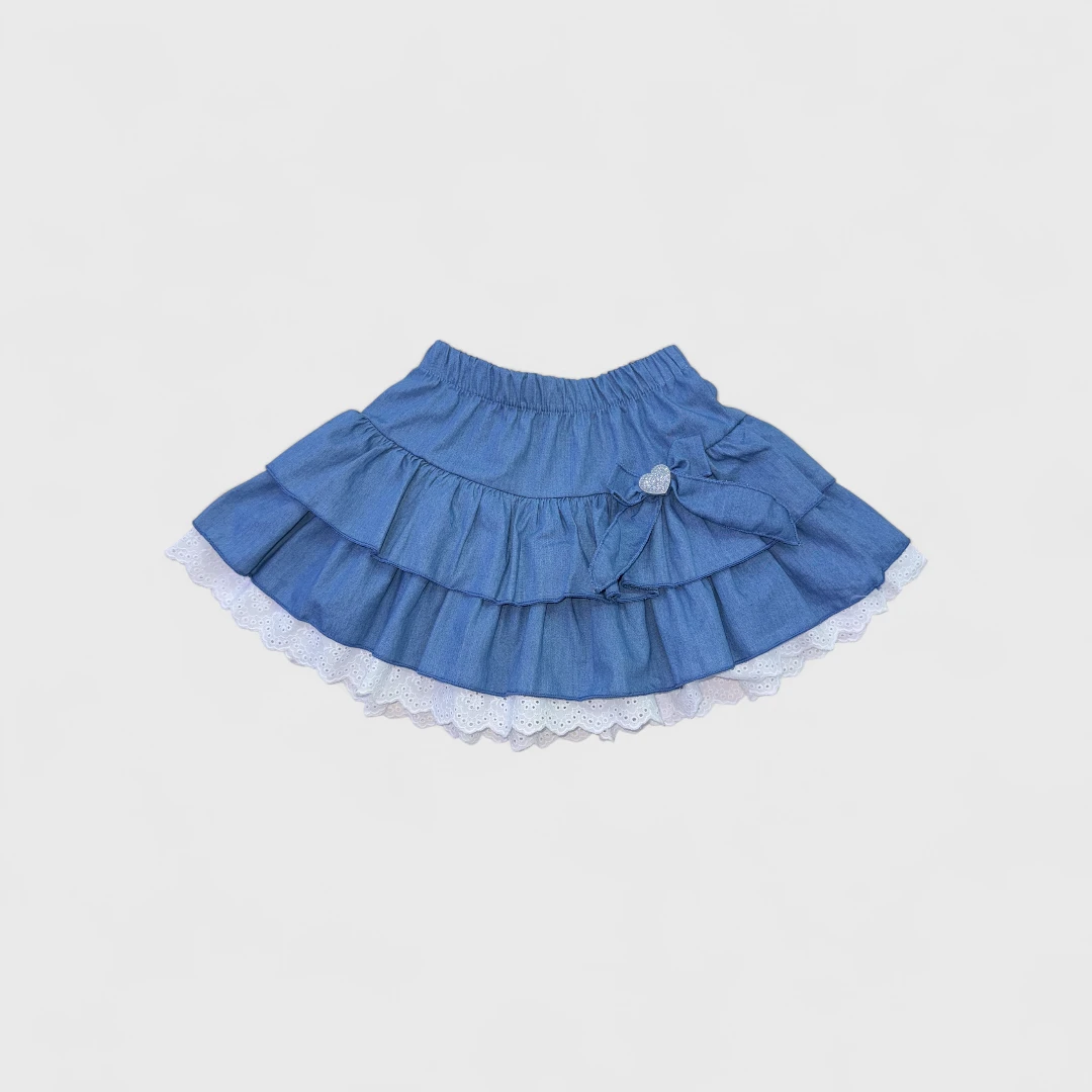 Джинсовая юбка с кружевом