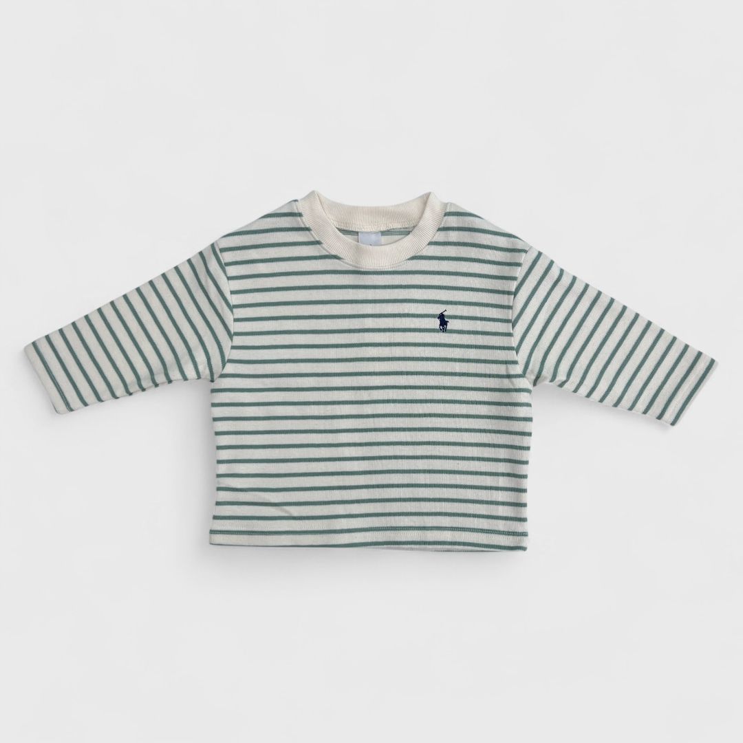 Зеленый полосатый свитшот