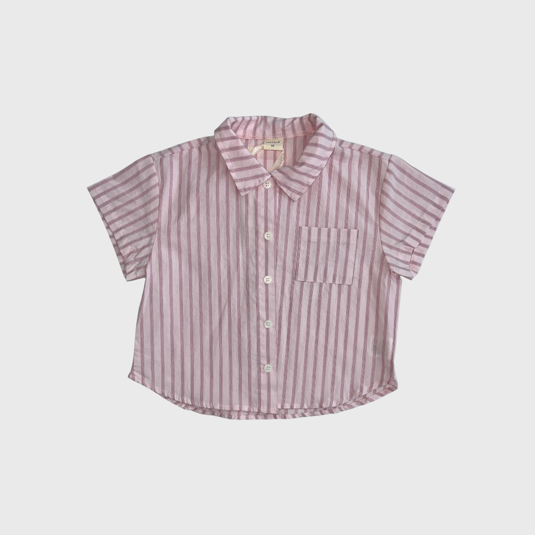 Розовая полосатая рубашка