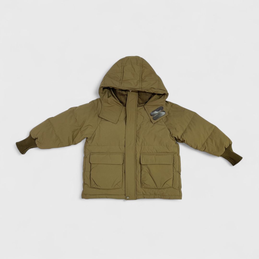 Хаки утепленная куртка для детей