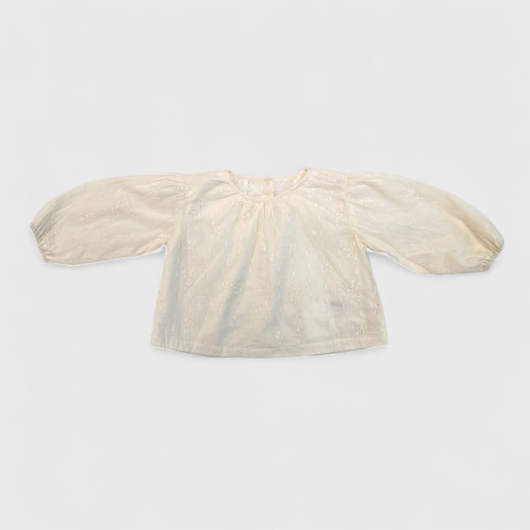 Молочная ажурная блуза