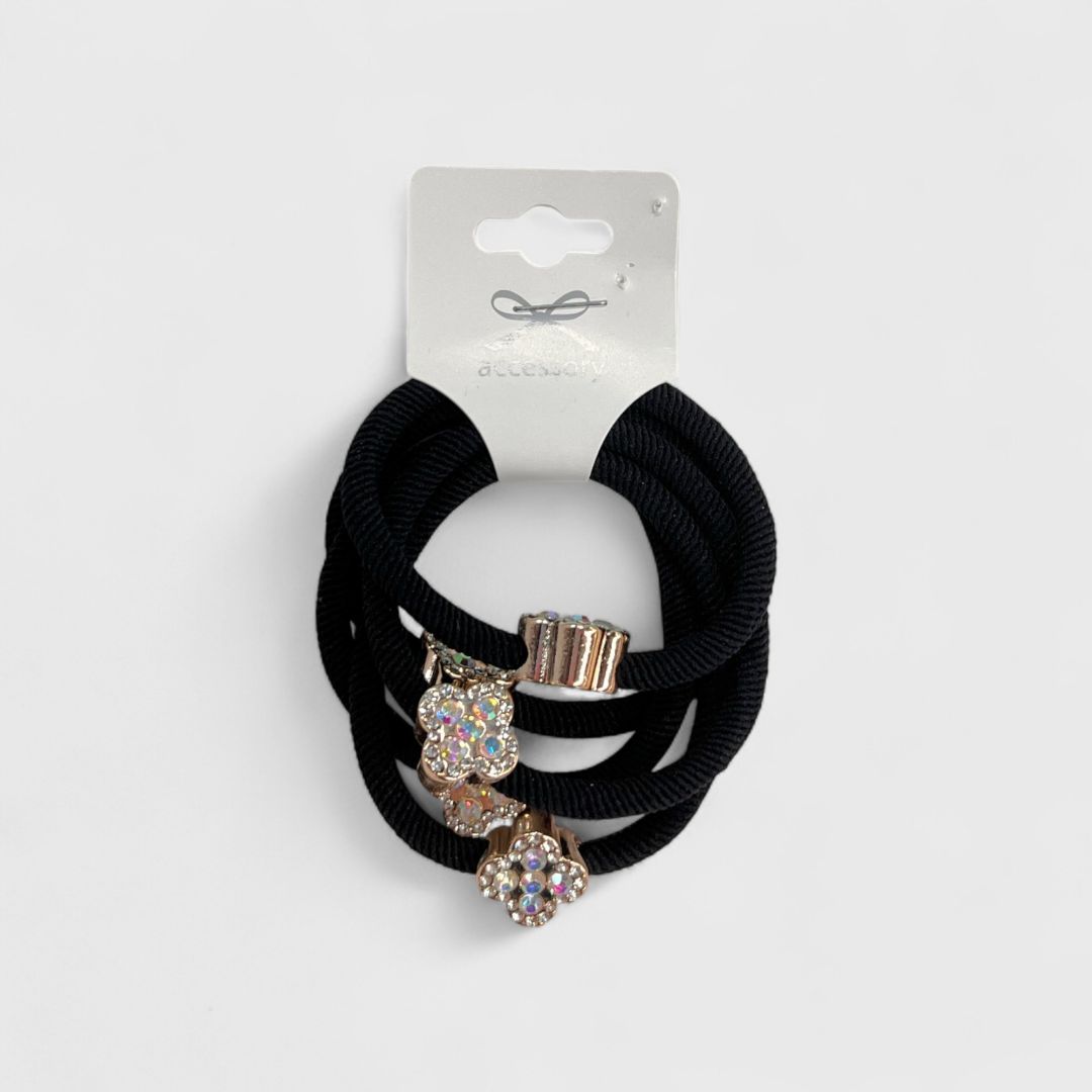 Чёрные резинки для волос с камнями
