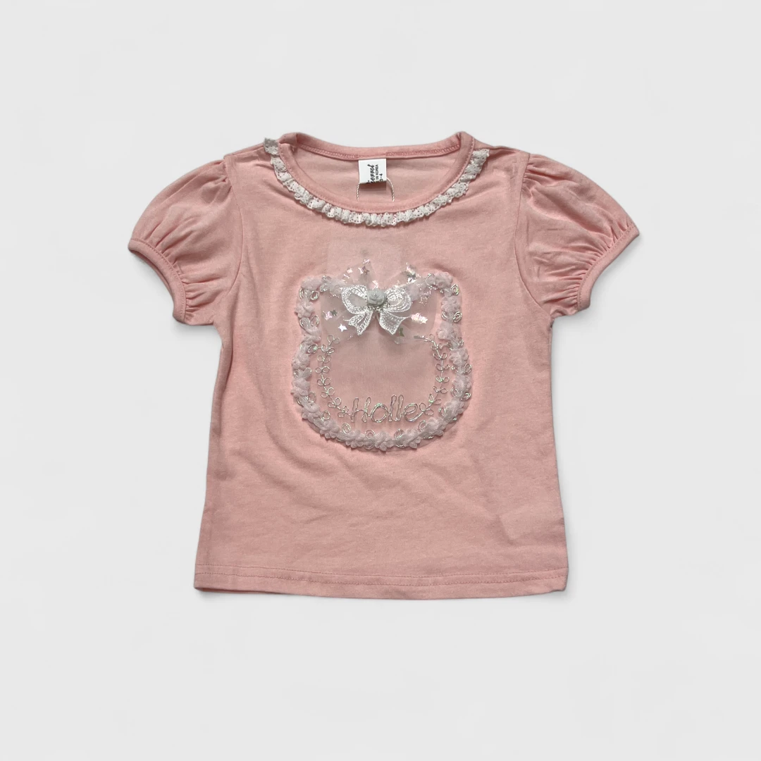 Розовая футболка с принтом Hello