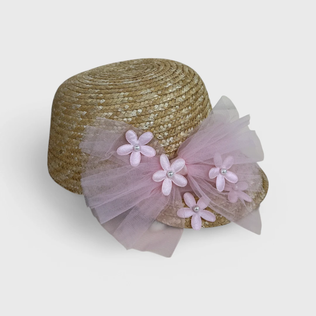 Розовая шляпа-канотье