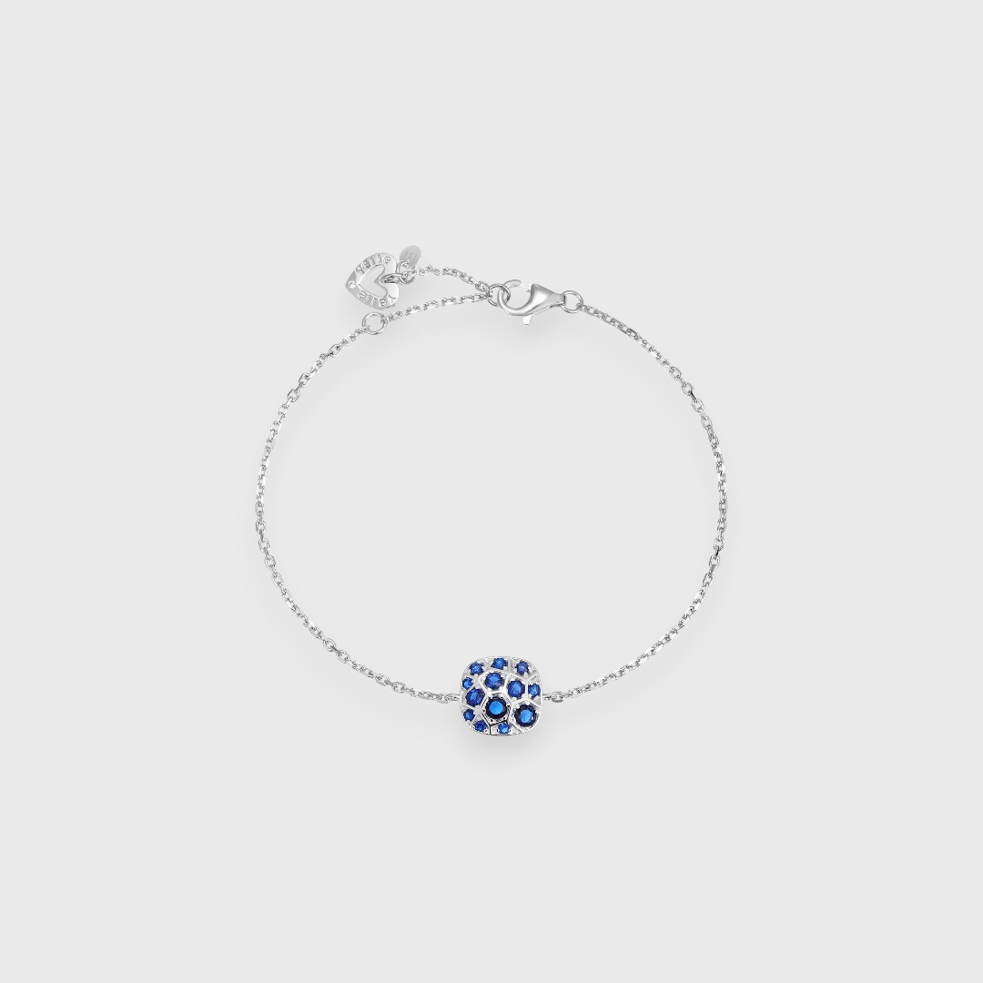 Серебряный браслет с синим цирконием 