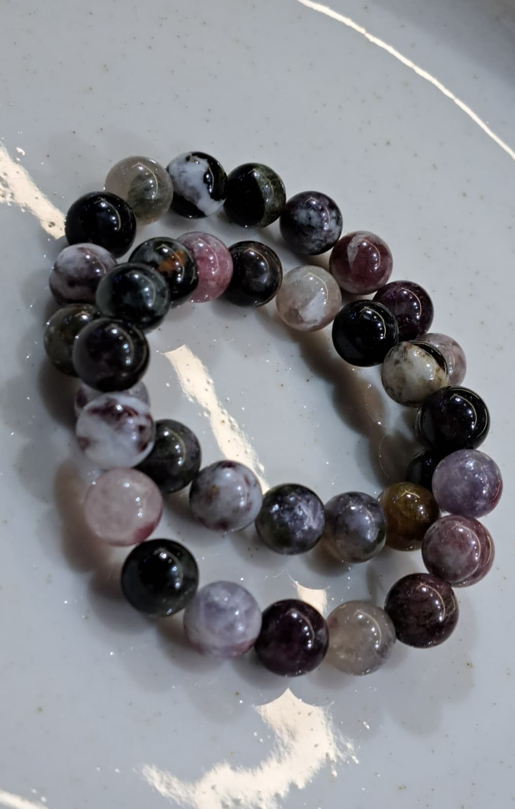 Многоцветный браслет из натурального турмалина