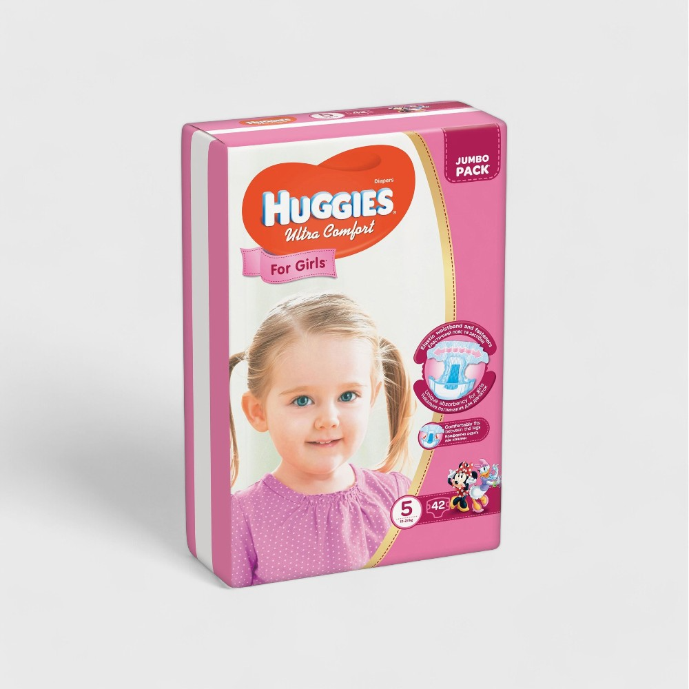 Huggies Розовые подгузники Ultra Comfort для девочек (5) 42шт