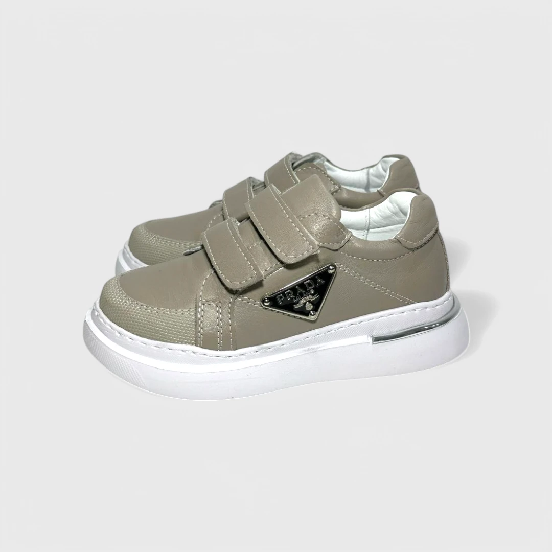 Бежевые кожаные ортопедические кроссовки