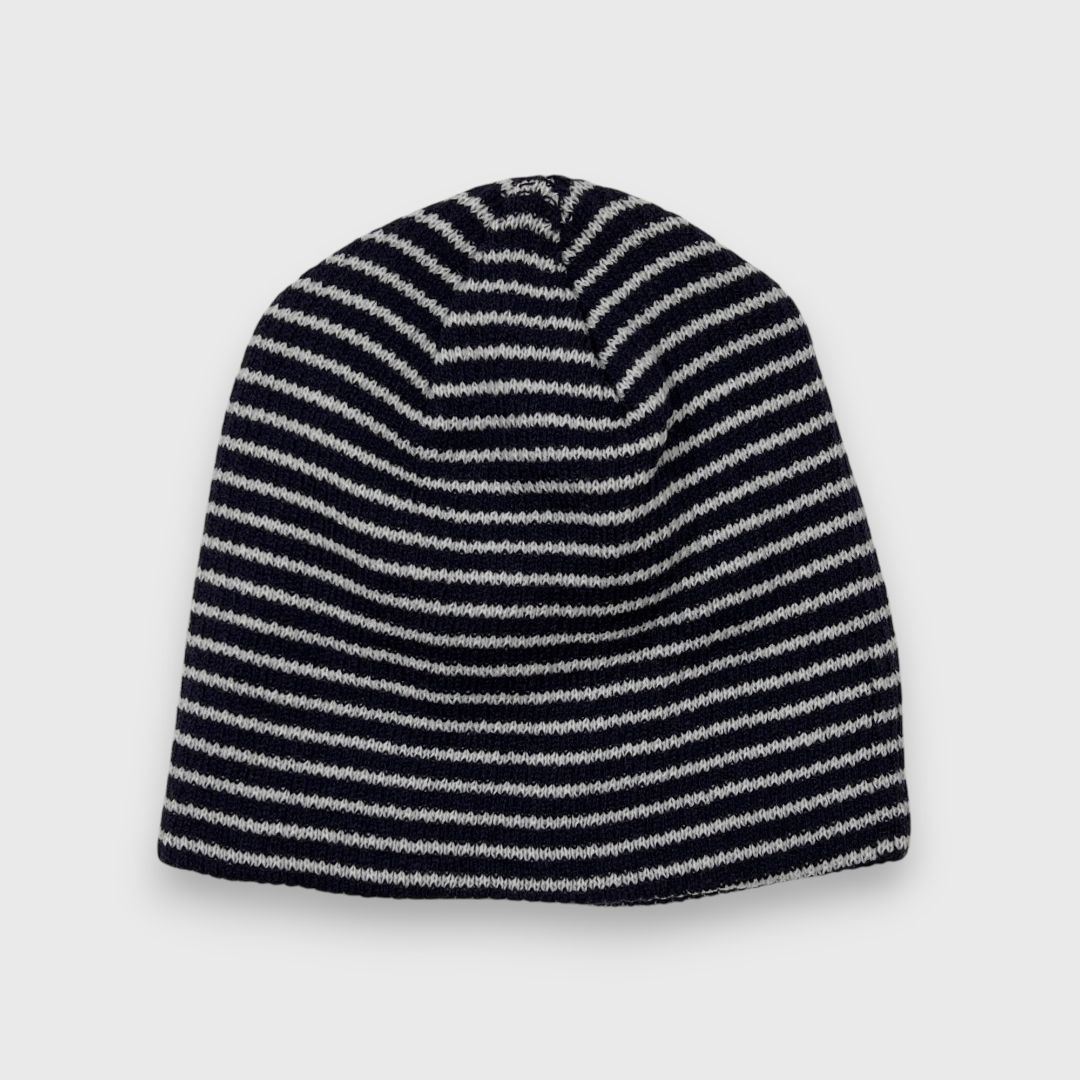Шапка вязаная черно-белая полоска