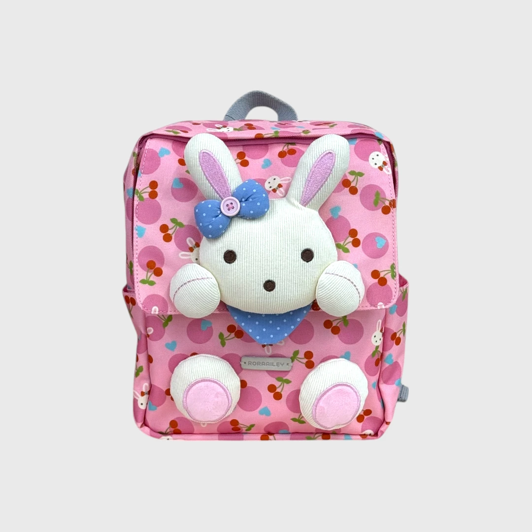 Розовый рюкзак с зайцем