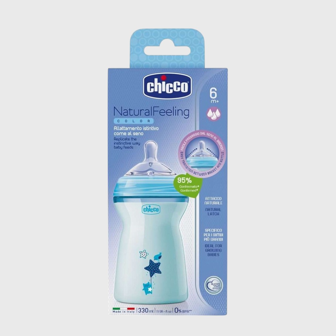 Chicco бутылочка Natural Feeling 330 мл, 6м 