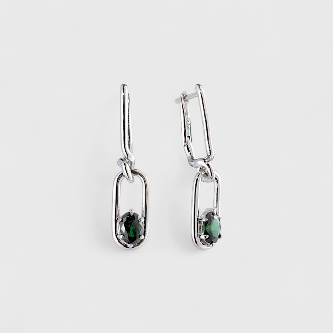 Серьги подвески с цирконием