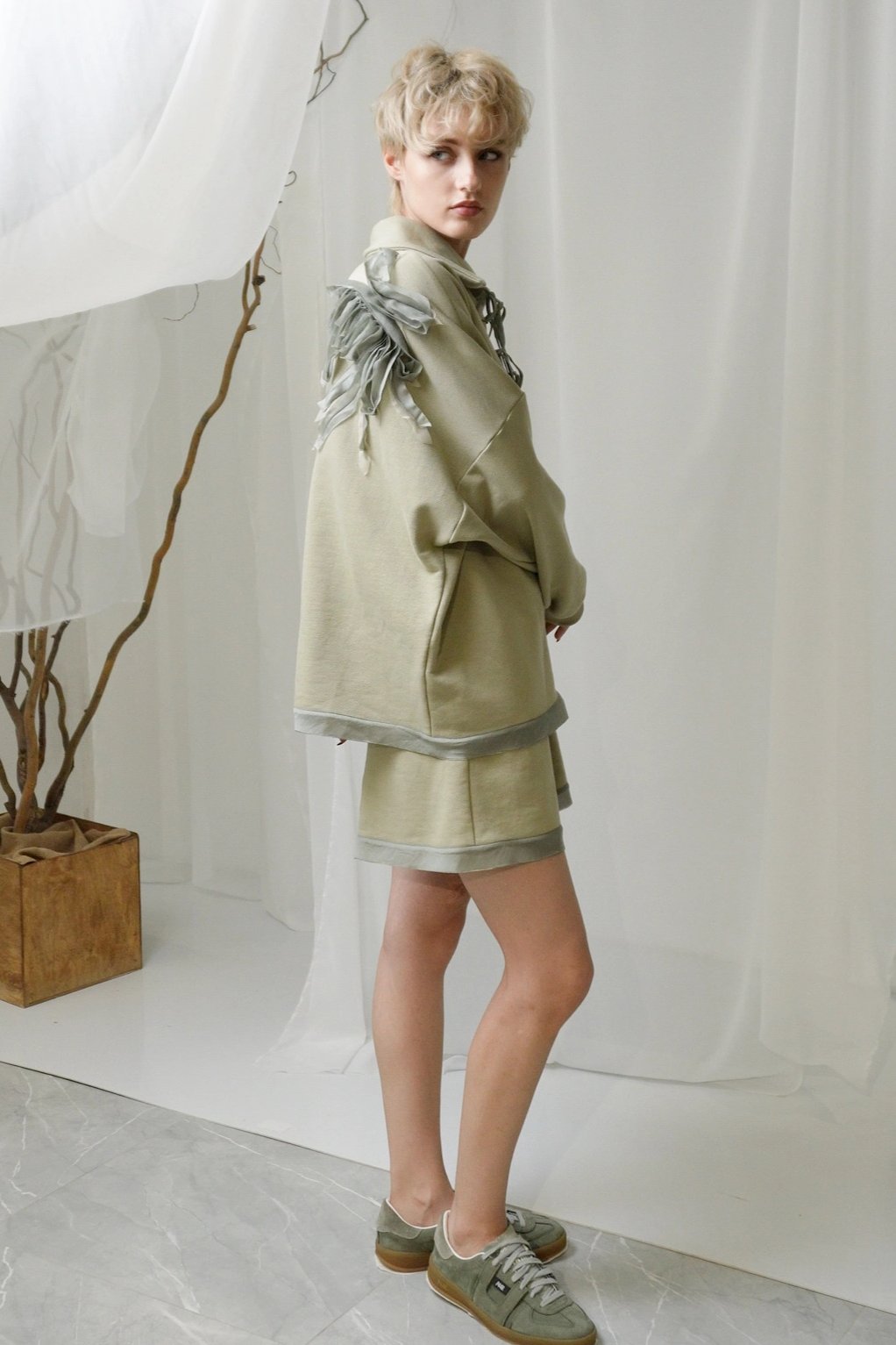 Khaki Review Set with Short Shorts