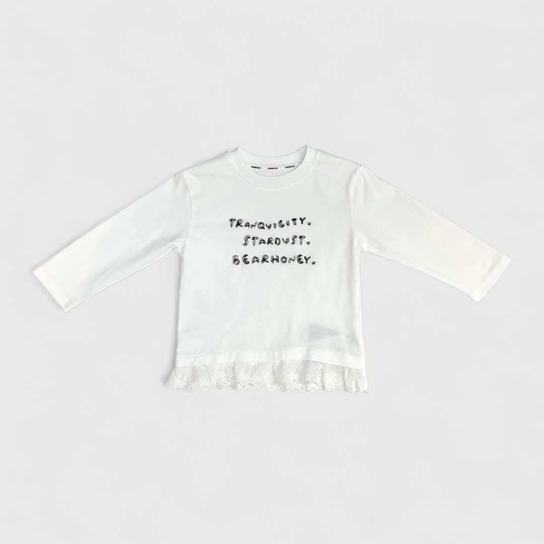 Белый лонгслив с кружевом