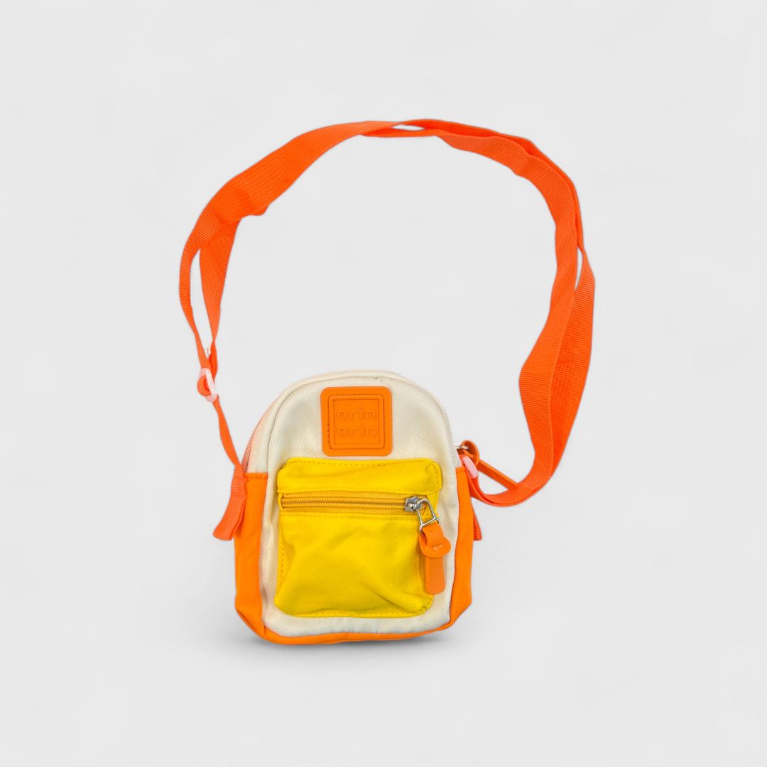 Желтая сумочка через плечо с оранжевым