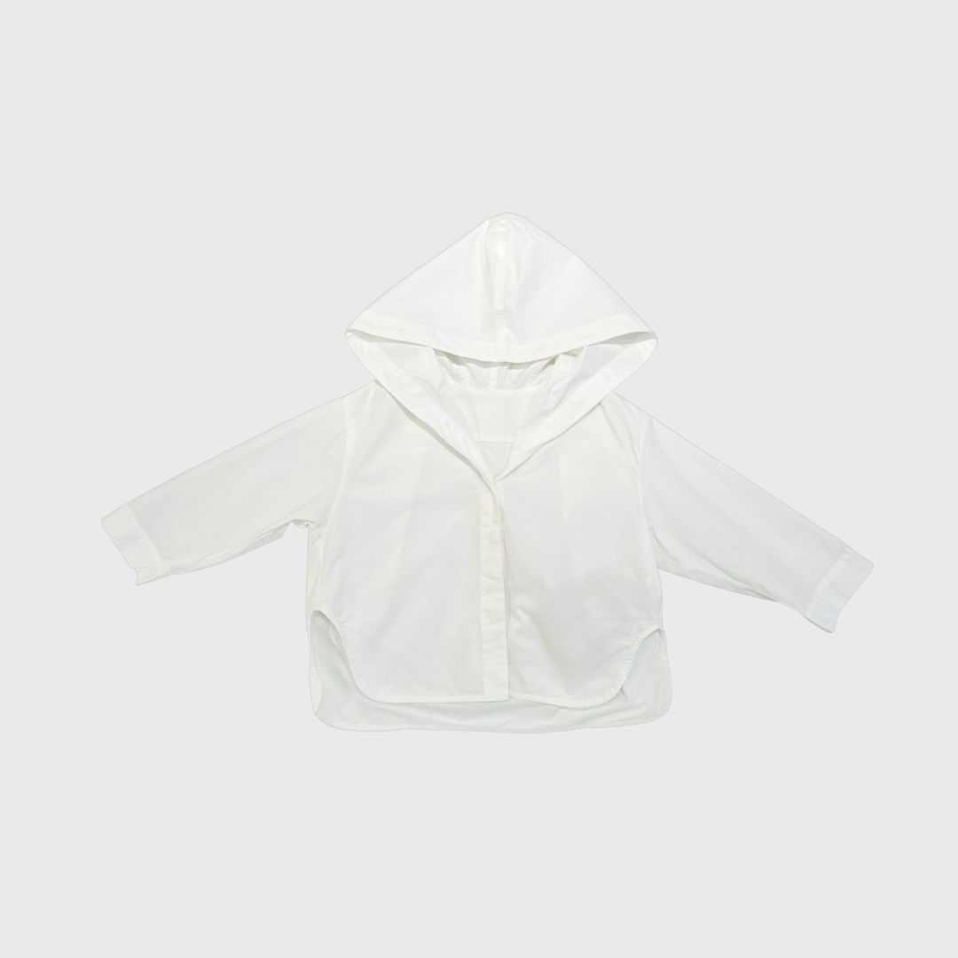 Белая рубашка с капюшоном 100% хлопок