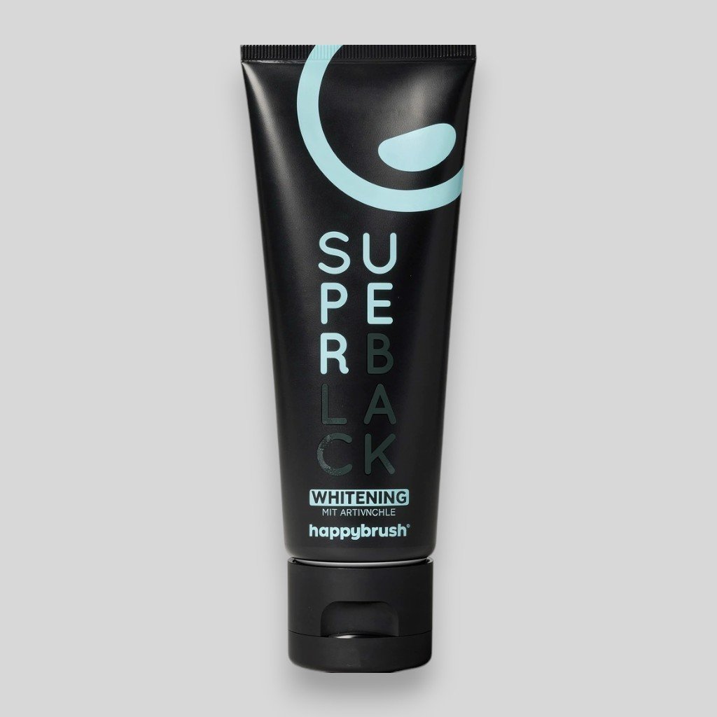 Отбеливающая зубная паста happybrush super black с активированным углем, 75ml