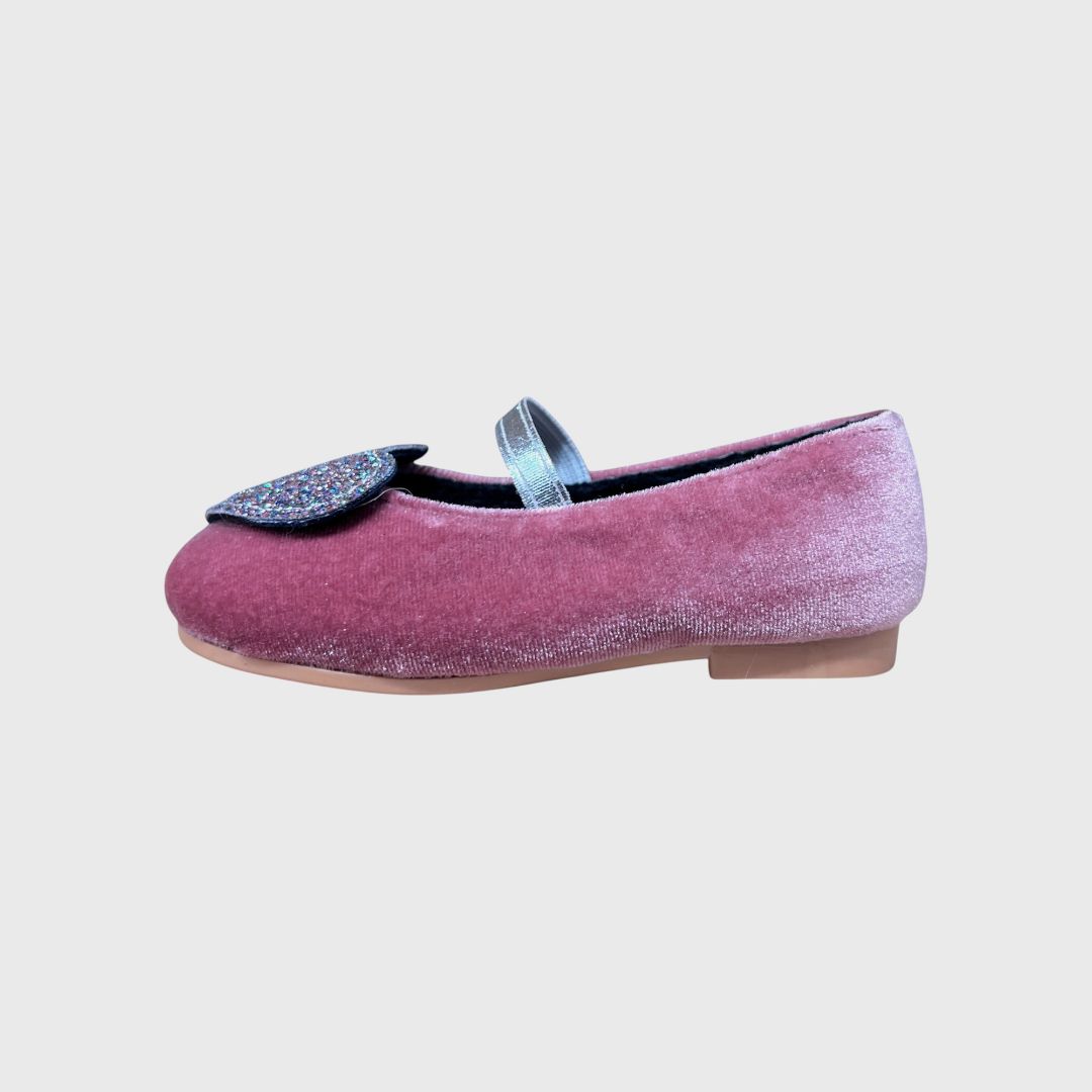 Розовые балетки с блестками