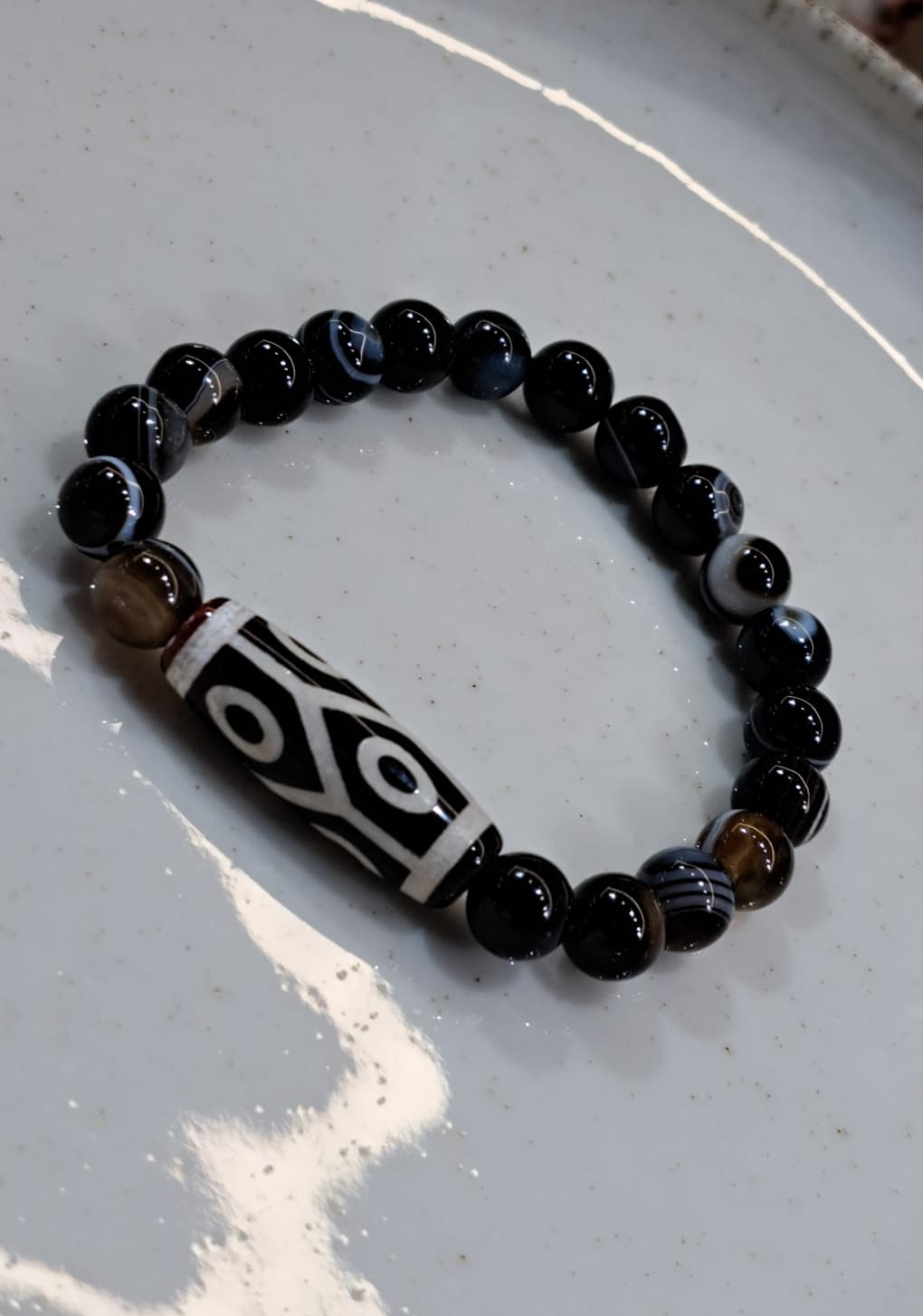 Черный агат дзи 7 глаз браслет