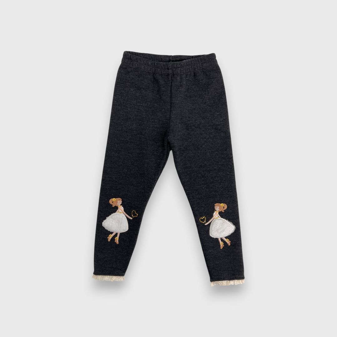 Серые леггинсы с принтом для девочек