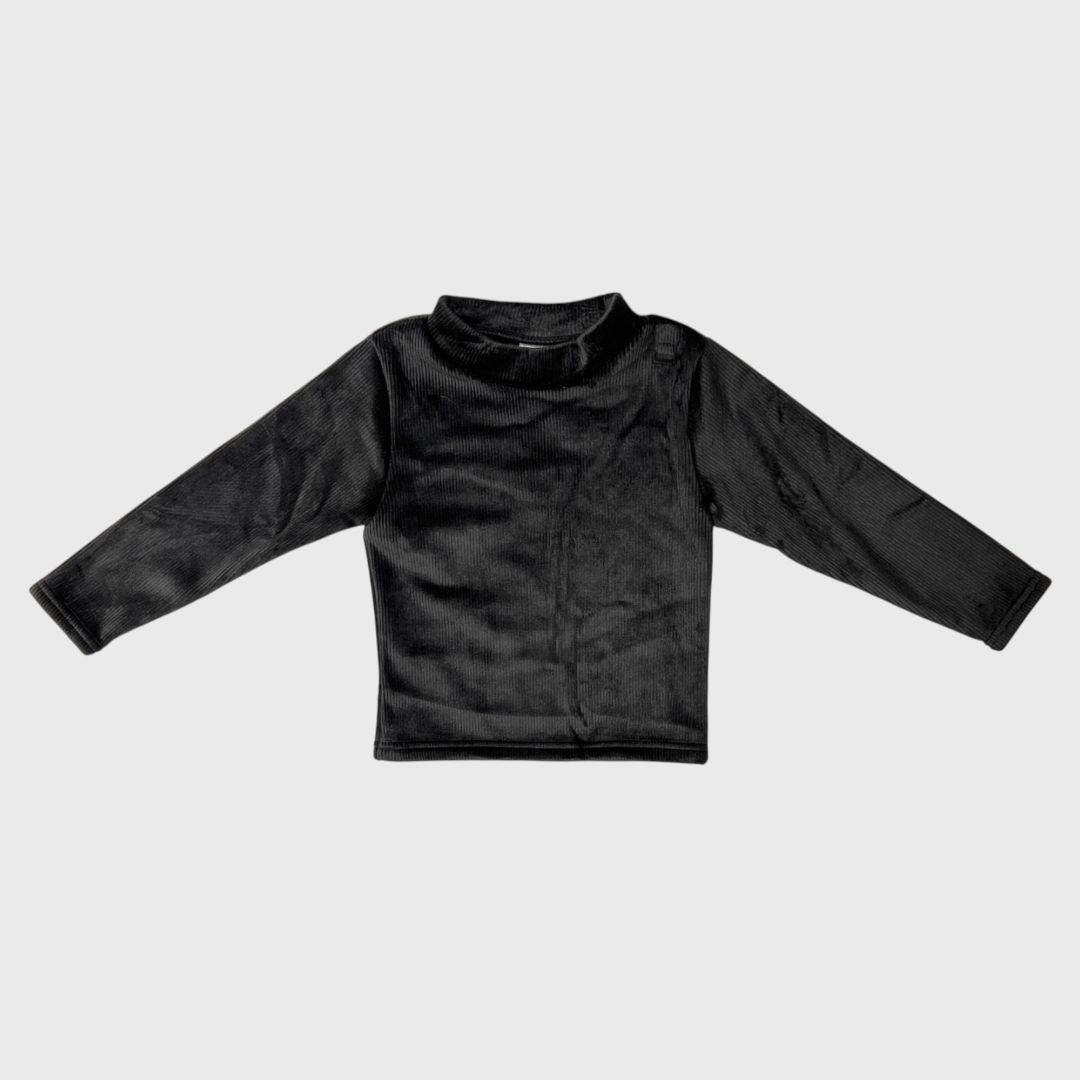 Черный велюровый лонгслив