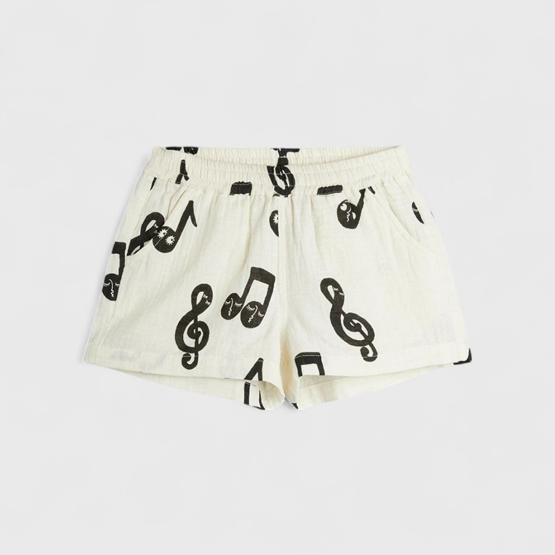 Белые шорты с музыкальным принтом M.rodini