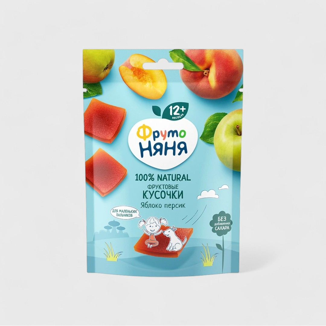  ФрутоНяня фруктовые кусочки из яблок и малины, 15 г