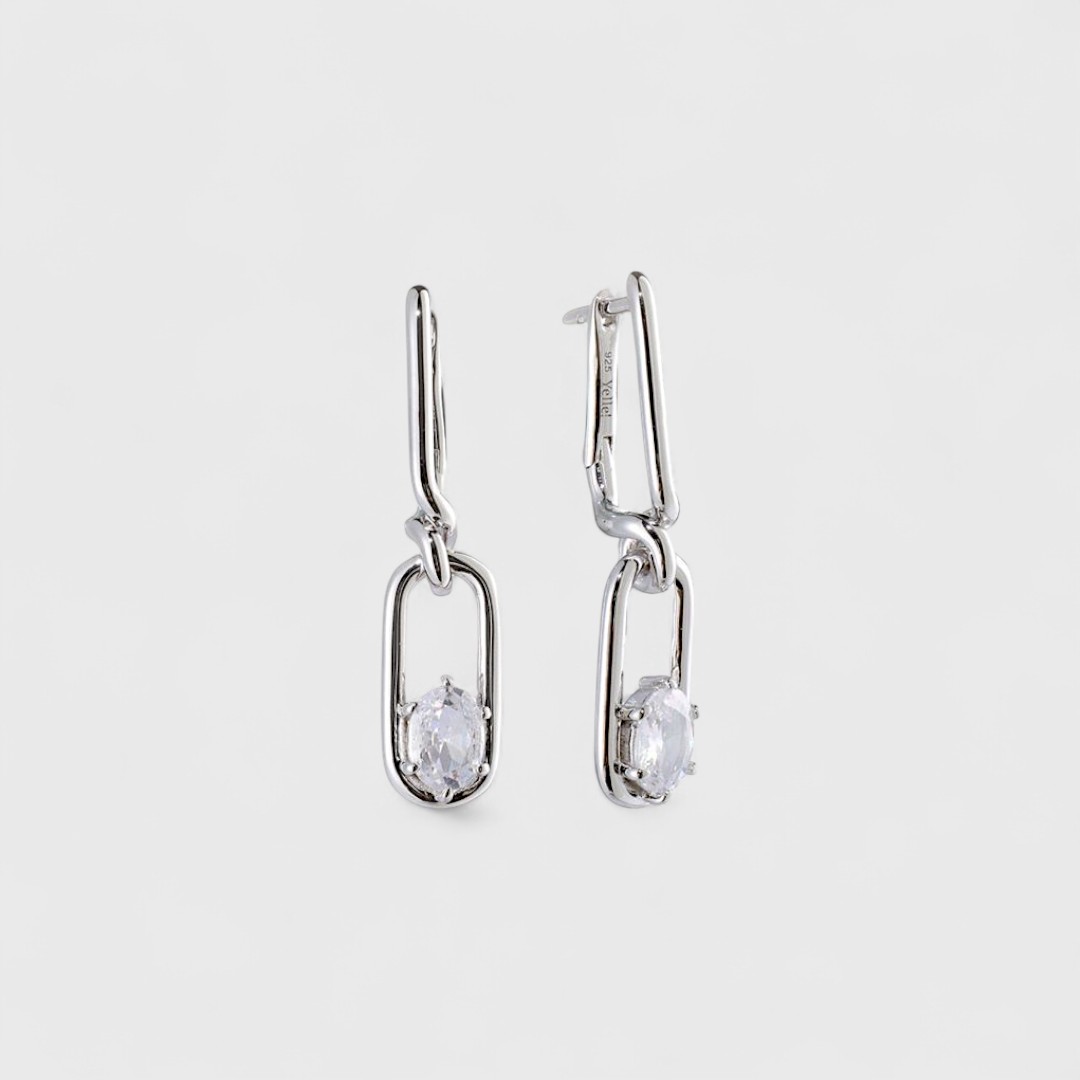 Серьги-подвески с цирконием