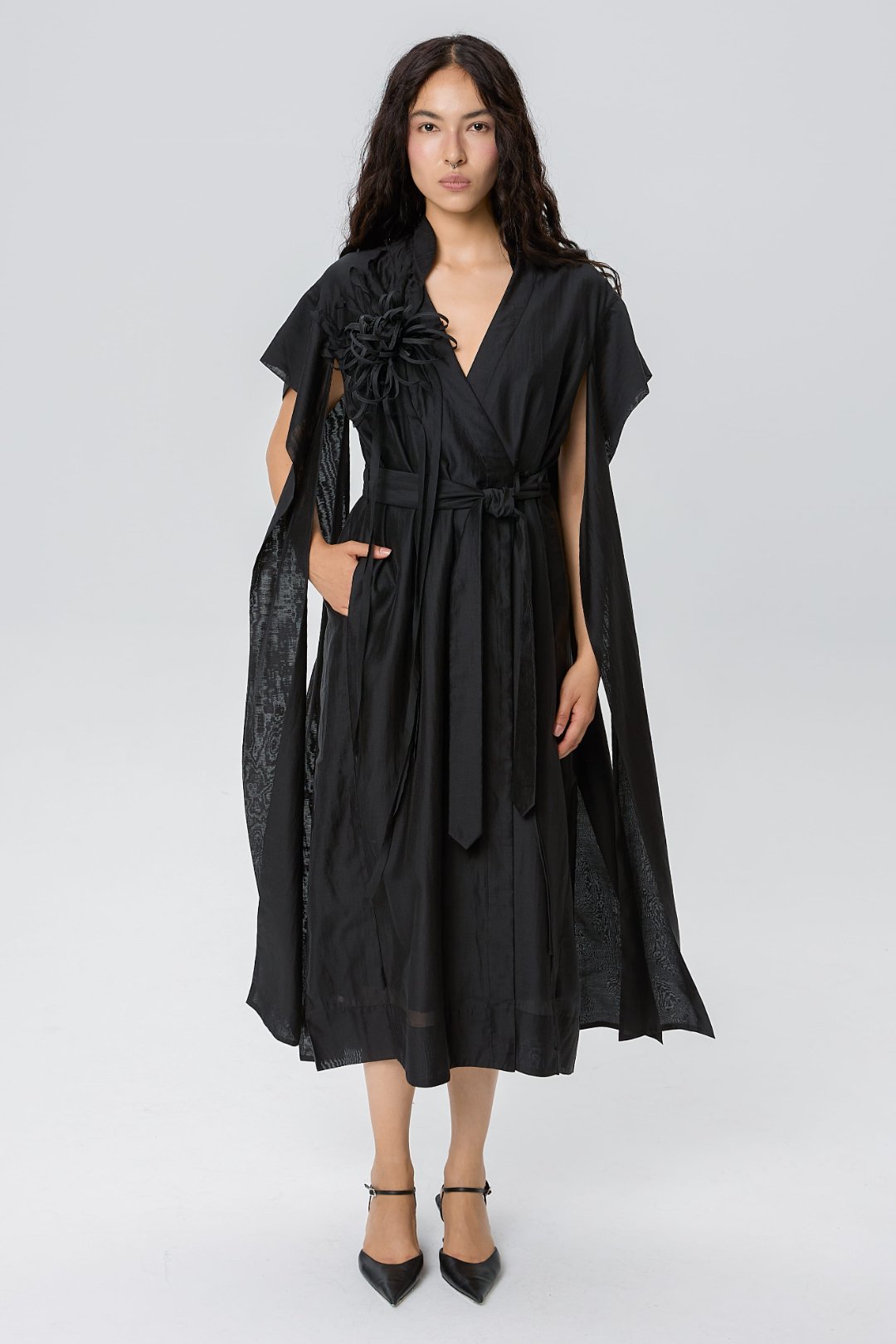 Chrysanthemum Pleated Kimono Dress