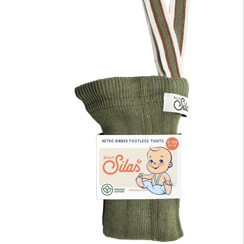 Колготки с открытыми стопами  Olive striped от Silly silas (Швеция)