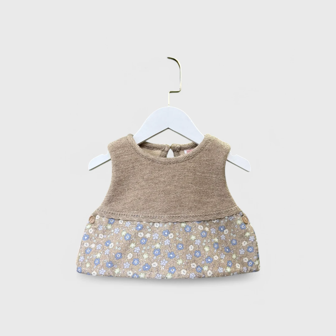 Топ-жилетка бежевая с цветочным принтом