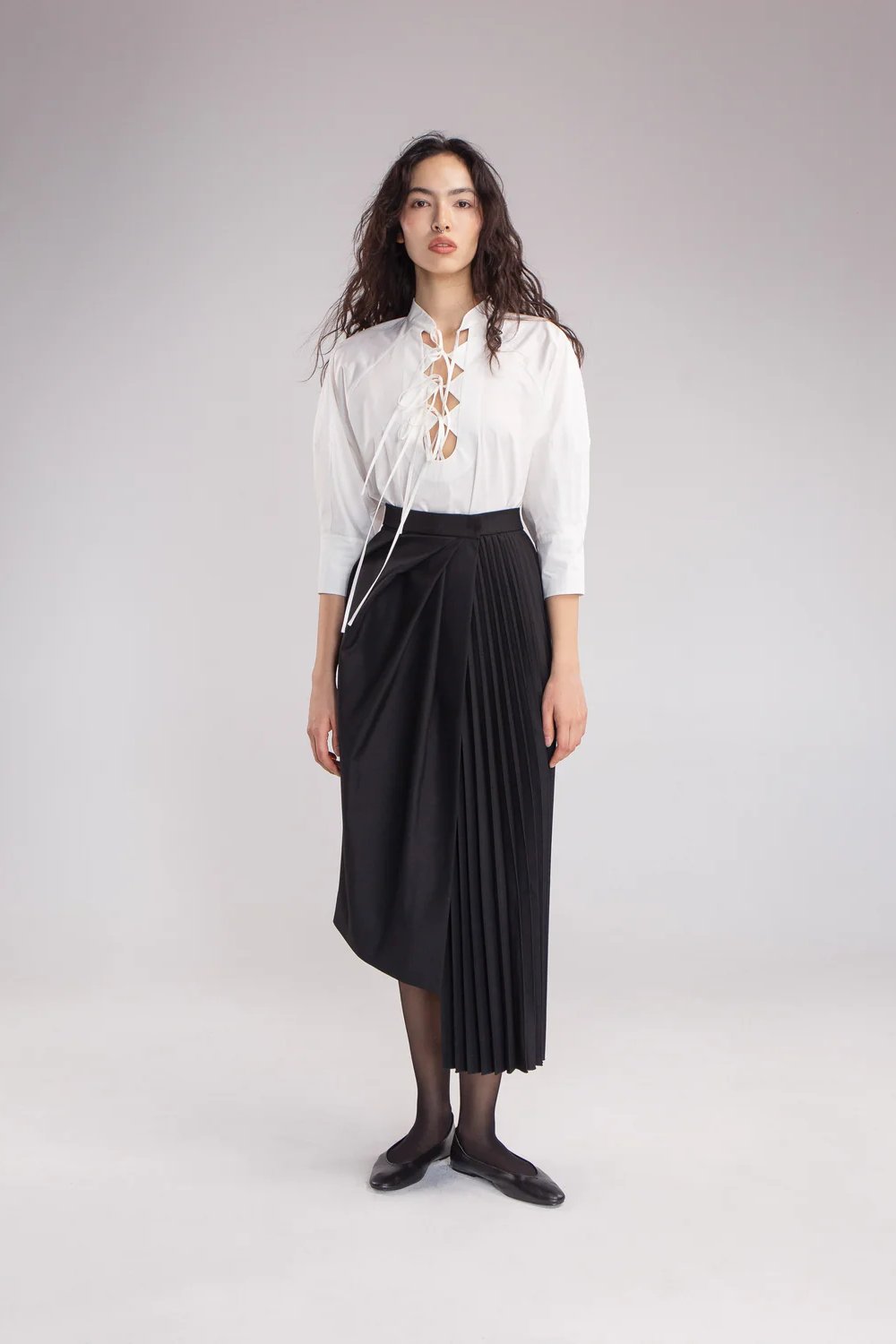 Black Skirt with Pleating Effect