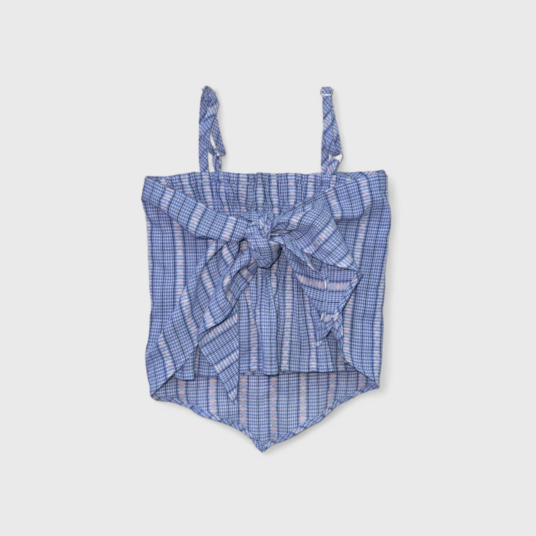 Синий топ на завязке